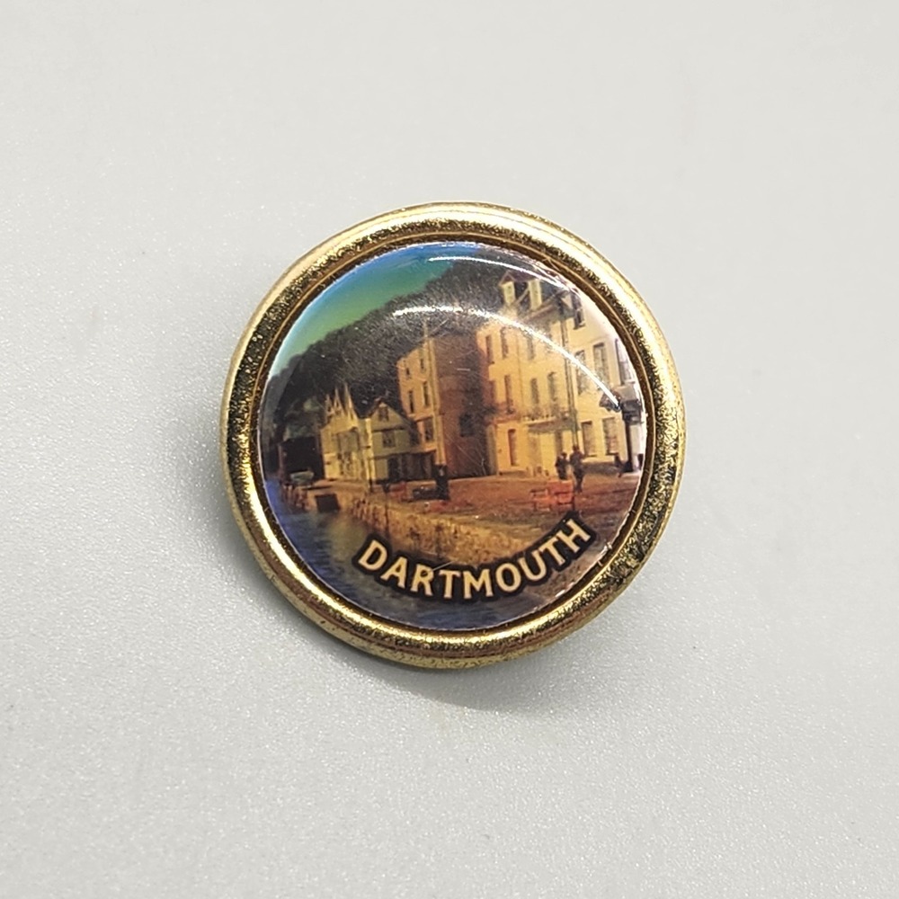 Dartmouth Town Small Pin Badge Devon England Perfection Brand Acrylic